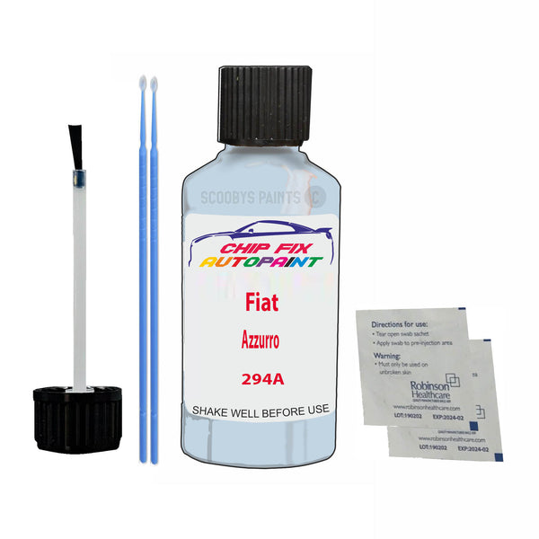 Fiat Azzurro Touch Up Paint Code 294A Scratch Repair Kit