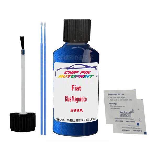 Fiat Blue Magnetico Touch Up Paint Code 599A Scratch Repair Kit