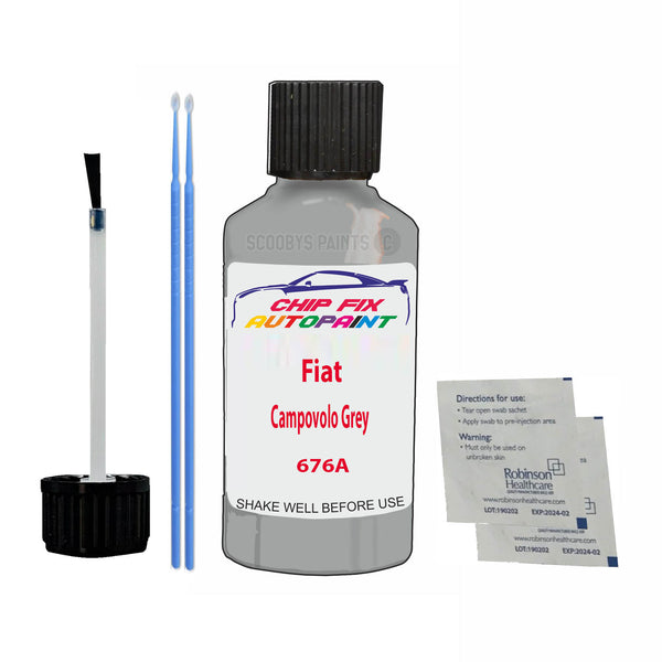 Fiat Campovolo Grey Touch Up Paint Code 676A Scratch Repair Kit