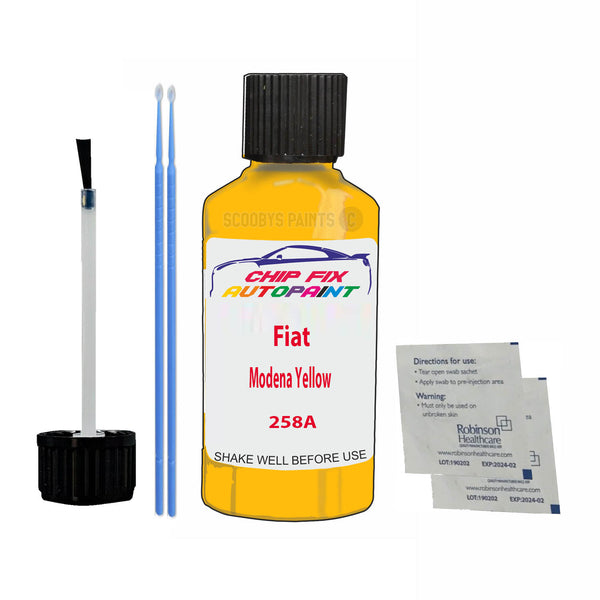Fiat Modena Yellow Touch Up Paint Code 258A Scratch Repair Kit