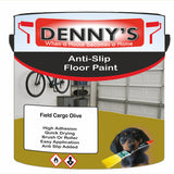 Denny's Floor Paint For Grip Coating Colour- Field Cargo Olive - Anti-Slip Hardwearing Safe