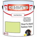 Denny's High Temp Paint For Radiators Colour- Field Pallet Green - Heatproof No-Yellow Durable
