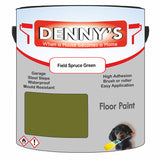Denny's Floor Paint For Garages Colour- Field Spruce Green - Oilproof Tyre-Tough Hardwearing