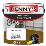 Denny's Floor Paint For Grip Coating Colour- Field Tank Olive - Anti-Slip Hardwearing Safe