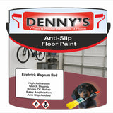 Denny's Floor Paint For Grip Coating Colour- Firebrick Magnum Red - Anti-Slip Hardwearing Safe