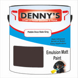 Denny's Emulsion Paint For Ceilings Colour- Pebble Dove Slate Grey - Matte Low-Splatter Stain-Hide Bright