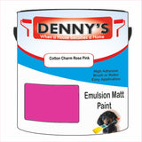 Denny's Emulsion Paint For Ceilings Colour- Cotton Charm Rose Pink - Matte Low-Splatter Stain-Hide Bright