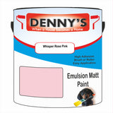 Denny's Emulsion Paint For Ceilings Colour- Whisper Rose Pink - Matte Low-Splatter Stain-Hide Bright