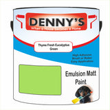 Denny's Emulsion Paint For Ceilings Colour- Thyme Fresh Eucalyptus Green - Matte Low-Splatter Stain-Hide Bright