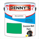 Denny's Emulsion Paint For Ceilings Colour- Olive Laurel Green - Matte Low-Splatter Stain-Hide Bright