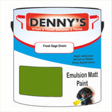 Denny's Emulsion Paint For Ceilings Colour- Fresh Sage Green - Matte Low-Splatter Stain-Hide Bright