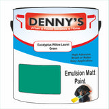 Denny's Emulsion Paint For Ceilings Colour- Eucalyptus Willow Laurel Green - Matte Low-Splatter Stain-Hide Bright