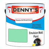 Denny's Emulsion Paint For Ceilings Colour- Meadow Soft Wreath Green - Matte Low-Splatter Stain-Hide Bright