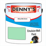 Denny's Emulsion Paint For Ceilings Colour- Willow Mint Green - Matte Low-Splatter Stain-Hide Bright