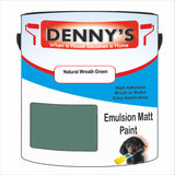 Denny's Emulsion Paint For Ceilings Colour- Natural Wreath Green - Matte Low-Splatter Stain-Hide Bright