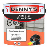 Denny's Floor Paint For Grip Coating Colour- Forge Toolbox Orange - Anti-Slip Hardwearing Safe
