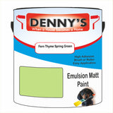 Denny's Emulsion Paint For Ceilings Colour- Fern Thyme Spring Green - Matte Low-Splatter Stain-Hide Bright