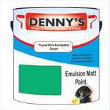 Denny's Emulsion Paint For Walls Colour- Thyme Olive Eucalyptus Green - Matte Wipe-Clean Durable Coverage