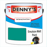Denny's Emulsion Paint For Ceilings Colour- Soft Spring Forest Green - Matte Low-Splatter Stain-Hide Bright
