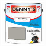 Denny's Emulsion Paint For Ceilings Colour- Pebble Drift Grey - Matte Low-Splatter Stain-Hide Bright