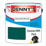 Denny's Emulsion Paint For Ceilings Colour- Whisper Willow Mint Green - Matte Low-Splatter Stain-Hide Bright