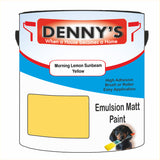 Denny's Emulsion Paint For Ceilings Colour- Morning Lemon Sunbeam Yellow - Matte Low-Splatter Stain-Hide Bright