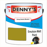 Denny's Emulsion Paint For Ceilings Colour- Honey Autumn Mustard - Matte Low-Splatter Stain-Hide Bright