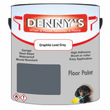 Denny's Floor Paint For Garages Colour- Graphite Lead Grey - Oilproof Tyre-Tough Hardwearing