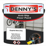 Denny's Floor Paint For Grip Coating Colour- Graphite Retro Grey - Anti-Slip Hardwearing Safe