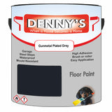 Denny's Floor Paint For Garages Colour- Gunmetal Plated Grey - Oilproof Tyre-Tough Hardwearing