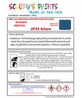 ROVER HENLEY BLUE Spray or Brush Paint For Classic ROVER Model 400 Tourer Restore my Old ROVER