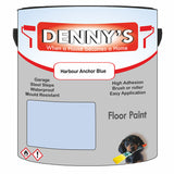Denny's Floor Paint For Garages Colour- Harbour Anchor Blue - Oilproof Tyre-Tough Hardwearing