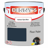 Denny's Floor Paint For Garages Colour- Harbour Dyno Blue - Oilproof Tyre-Tough Hardwearing