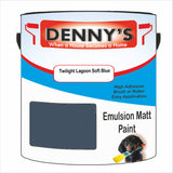 Denny's Emulsion Paint For Ceilings Colour- Twilight Lagoon Soft Blue - Matte Low-Splatter Stain-Hide Bright