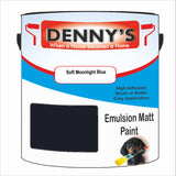 Denny's Emulsion Paint For Ceilings Colour- Soft Moonlight Blue - Matte Low-Splatter Stain-Hide Bright