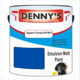 Denny's Emulsion Paint For Walls Colour- Sapphire Tranquil Soft Blue - Matte Wipe-Clean Durable Coverage