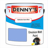 Denny's Emulsion Paint For Ceilings Colour- Reflection Azure Blue - Matte Low-Splatter Stain-Hide Bright