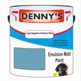 Denny's Emulsion Paint For Ceilings Colour- Lake Sapphire Harbour Blue - Matte Low-Splatter Stain-Hide Bright