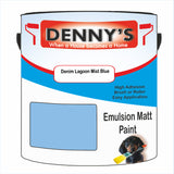 Denny's Emulsion Paint For Ceilings Colour- Denim Lagoon Mist Blue - Matte Low-Splatter Stain-Hide Bright
