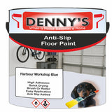 Denny's Floor Paint For Grip Coating Colour- Harbour Workshop Blue - Anti-Slip Hardwearing Safe