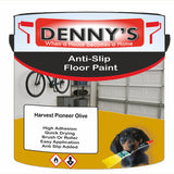 Denny's Floor Paint For Grip Coating Colour- Harvest Pioneer Olive - Anti-Slip Hardwearing Safe