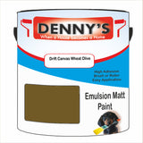 Denny's Emulsion Paint For Walls Colour- Drift Canvas Wheat Olive - Matte Wipe-Clean Durable Coverage