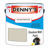 Denny's Emulsion Paint For Ceilings Colour- Flint Haze Feather Grey - Matte Low-Splatter Stain-Hide Bright