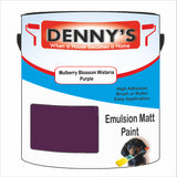 Denny's Emulsion Paint For Ceilings Colour- Mulberry Blossom Wisteria Purple - Matte Low-Splatter Stain-Hide Bright