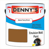 Denny's Emulsion Paint For Ceilings Colour- Walnut Tawny Brown - Matte Low-Splatter Stain-Hide Bright