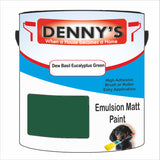 Denny's Emulsion Paint For Ceilings Colour- Dew Basil Eucalyptus Green - Matte Low-Splatter Stain-Hide Bright