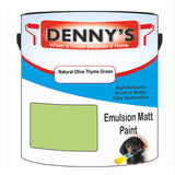 Denny's Emulsion Paint For Ceilings Colour- Natural Olive Thyme Green - Matte Low-Splatter Stain-Hide Bright