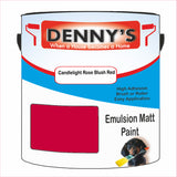 Denny's Emulsion Paint For Ceilings Colour- Candlelight Rose Blush Red - Matte Low-Splatter Stain-Hide Bright