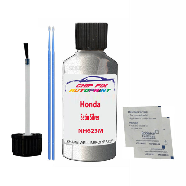 Honda Satin Silver Touch Up Paint Code NH623M Scratch Repair Kit