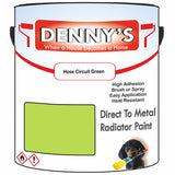 Denny's High Temp Paint For Radiators Colour- Hose Circuit Green - Heatproof No-Yellow Durable